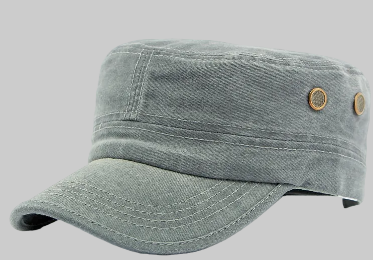Gray Vintage Wash Military Hat